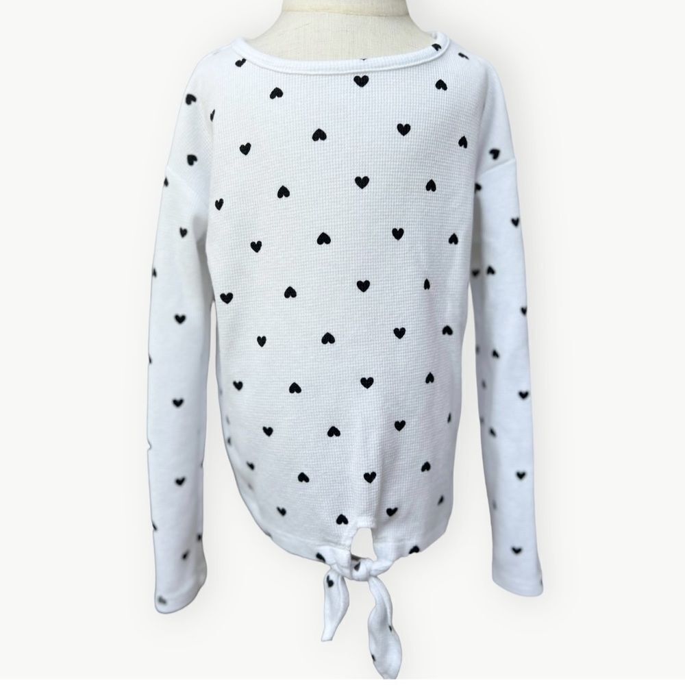 Children’s Place Girls Kids Long Sleeve Heart Print Tie Front Waffle Tee. 5. 5T.